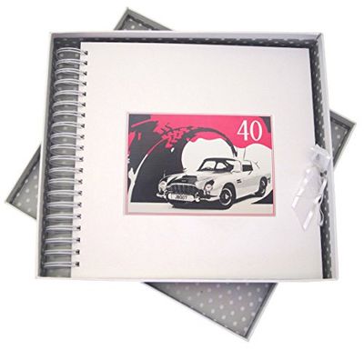 Wit Katoen Kaarten 40e Verjaardag, Kaart & Geheugen Boek, Klassieke Auto, Hout, Wit, 27 x 30 x 4 cm