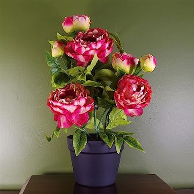 Leaf Artificial Peony Flowering Plant Pink