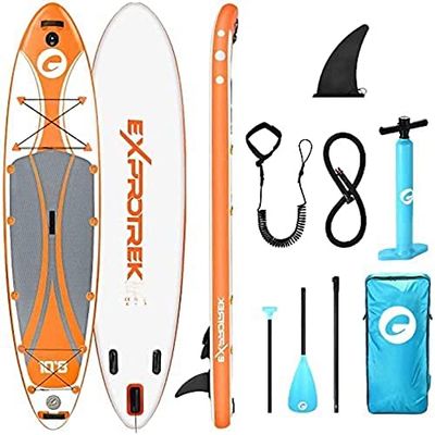 Exprotrek Stand Up Paddle Board, Opblaasbaar SUP Board, Stand Up Paddle Board Set, 6 inch dik voor alle vaardigheidsniveaus met Paddle en complete accessoires 200KG MAX, Oranje