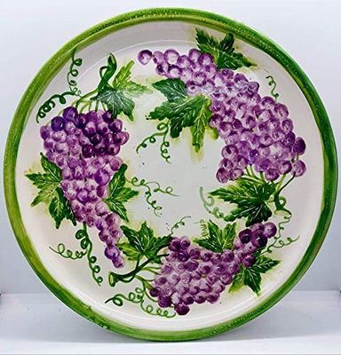 Piatto Dolce Piatto Pizza Linea Uva Ceramica Handmade - Le Ceramiche del Castello - Nina Palomba - 100% Made in Italy