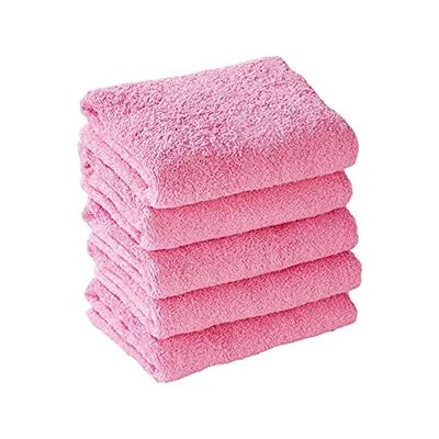 Questo Casa Toalla 100% algodón, Ligera, Suave y Absorbente, 5 Unidades, Color Rosa, tamaño: 50 x 80 cm, Fabricada en Turquía