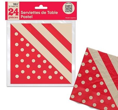 SERVIETTES DE TABLE PASTEL X 24 ROUGE