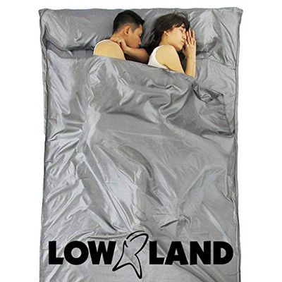 LOWLAND OUTDOOR Cabin Sleeping Bag, Grey, 220 x 160 cm