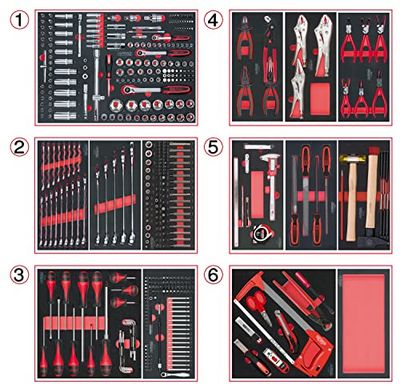 KS Tools 714.0452 - Lote de herramientas, 6 cajones para carrito con un total de 455 piezas