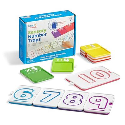 Learning Resources Bandejas de números sensoriales, Juguetes educativos, 3+, Tablero para trazar con los Dedos y Aprender matemáticas, Trazo de números, Contar del 1 al 10, recursos para la Clase