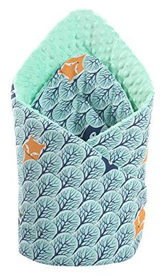Medi Partners Saco de Dormir recién Nacido Minky 100% Algodón 75x75cm Todo el año Croissant para niños Multifuncional Antialérgico (Bosque de Menta Minky)