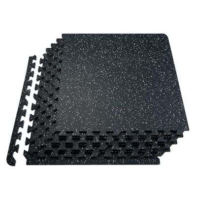 VEVOR Alfombrillas de Gimnasio de 610 x 610 x 14 mm, 25 Baldosas de Goma con Espuma EVA con Una Cobertura de 9,3 m² y Diseño de Rompecabezas Entrelazado para Gimnasio, Hogar, Garaje, Blanco y Negro