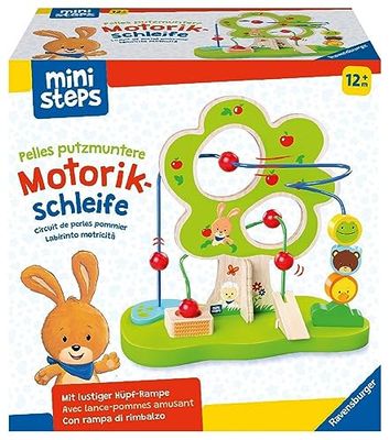 Ravensburger- Rana Ministeps Pelles-Bucle de Madera para motricidad con 2 Lazos de Alambre, Juguete para bebés a Partir de 1 año, Color Blanco, Small (04579)