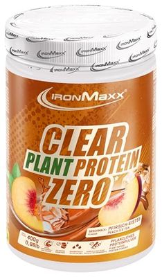 IronMaxx Clear Plant Protein Zero – Peach Ice Tea 400g Boîte | Protéines véganes sans sucre à base de pois | Boisson sportive claire et sans soja