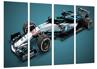Póster de fotografia Fórmula 1 carros, Mercedes F1 W09, Mercedes F1 2018, Lewis Hamilton, Valtteri Bottas tamanho total: 131 x 62 cm XXL