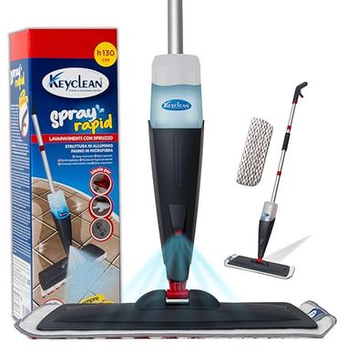 IPEA Scopa Lavapavimenti a Spruzzo in Alluminio con Panno in Microfibra - Super Leggera - Mop Scopa a Spruzzo Spray con Flacone per Lavare Pavimenti, Rimuovere la Polvere, Pulire i Vetri