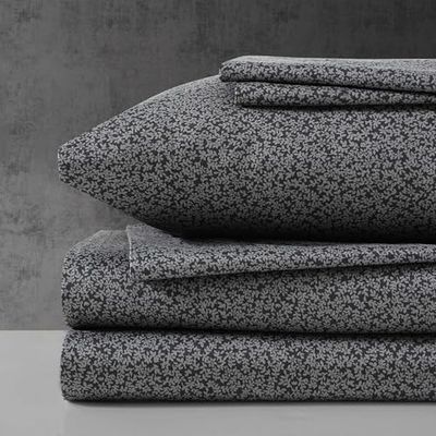 Kenneth Cole – Queen lakanset supermjuka skrynkelfria sängkläder med bonusörngott, blommig heminredning, Oeko-Tex-certifierad (Chill Flowers Chill Flowers Träkol, drottning)