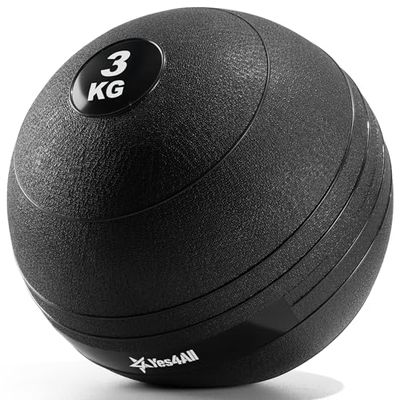 Yes4All DSRD Slam Balls 3 kg, zwart, medicijnbal, zandgevuld, zonder stuiterbal, oefenbal, geschikt voor training en krachttraining