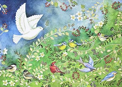 Birds and Holly Deluxe Boxed Holiday Cards (20 cards, 21 self-sealing envelopes)
