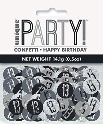 Unique Party 83822 Zwarte Prismatische 13e verjaardag Confetti, 5oz 1 Pack, leeftijd 13