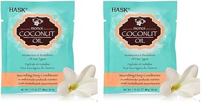 HASK Coconut Deep Conditioner Treatment, nourishing for all hair types, colour safe, and cruelty-free - 1 50mL Packette (Pack of 2)