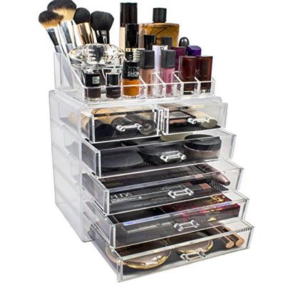 Sorbus® Sorbus Acrylic Cosmetics - Juego de 2 Cajas de Almacenamiento para Maquillaje y Joyas