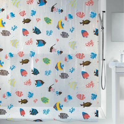 Spirella Fish multicolorido Cortina para duche de vinil, 180 cm x 200 cm