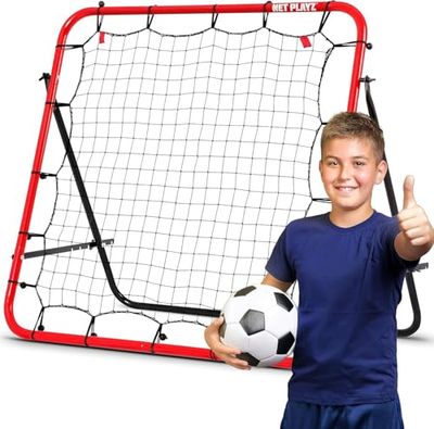NET Playz Nos03940 - Rete da rimbalzo per calcio, per allenamento di abilità per bambini, adolescenti di tutte le età, portatile, 100 x 100 cm