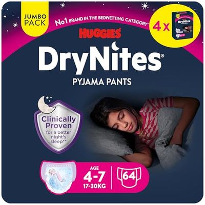 HUGGIES DryNites Girl's, 4-7 Years Jumbos (64 Pants) Disney Frozen