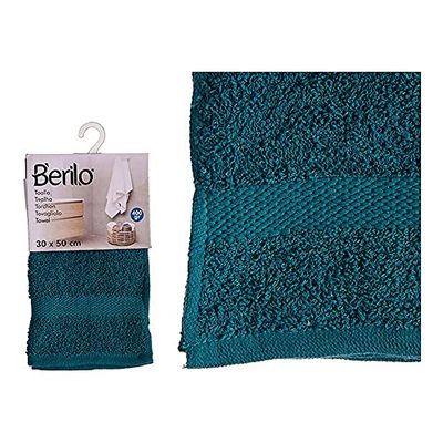 BigBuy Home Telo da bagno blu poliestere cotone, dimensioni 30 x 50 cm