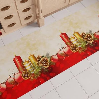 PETTI Artigiani Italiani Alfombra de Cocina de Navidad, Antideslizante y Lavable, 52 x 480 cm, diseño de Vela, 100% Fabricada en Italia
