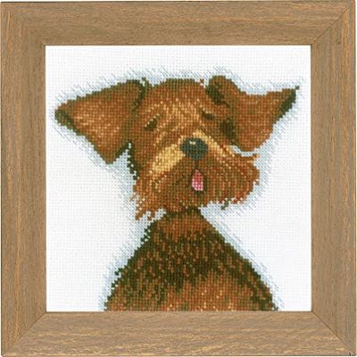 Lanarte Counted Cross Stitch Kit Complete DIY Embroidery Dog Pattern Adult Creative Art Decoration Living Room Activity Manual Gift Approx. 13 x 13 cm Counted Cross Stitch