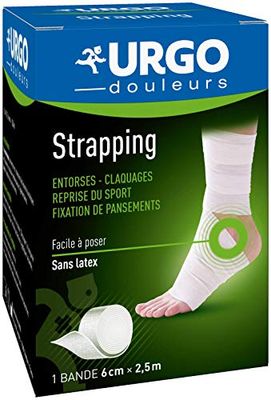 Urgo - Strapping - Bande élastique adhésive - Contention / Fixation de pansements - 1 bande 2,5mx6cm