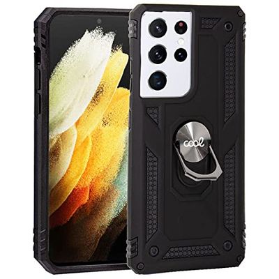 Cool beschermhoes voor Samsung G998 Galaxy S21 Ultra Hard Ring, zwart