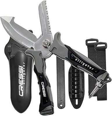 Cressi Alligator Faca de tesoura para adultos, unissexo, preto/cinzento, 17,5 cm