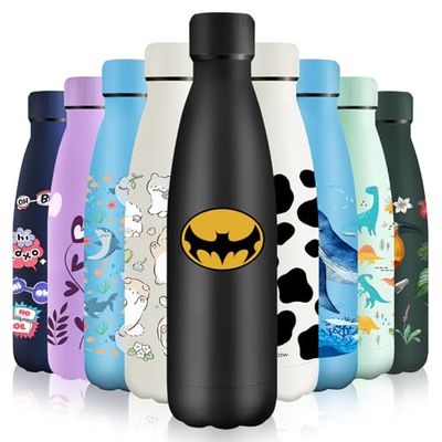 HoneyHolly Stainless Steel Water Bottle, 500 ml, BPA-Free, Thermos Flask, 18/8 Stainless Steel, Children's Water Bottle, Double-Walled Vacuum Insulated, Thermos Flask for School, Outdoor, Camping,