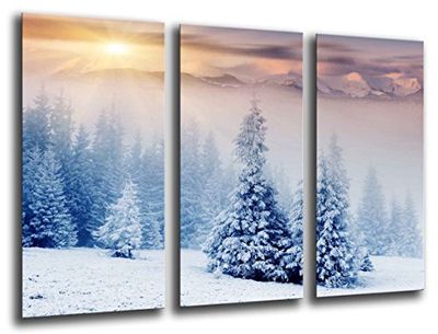 Quadro fotográfico paisagem nevado inverno tamanho total: 97 x 62 cm XXL