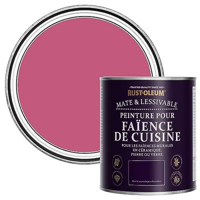 Rust-Oleum Peinture Rose Résistante à l'eau pour Faïence de Cuisine, Finition Mate - Framboise 750ml