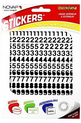 Novadhesif Zelfklevende cijfers, zacht, 0 tot 9, 10 mm, zwart