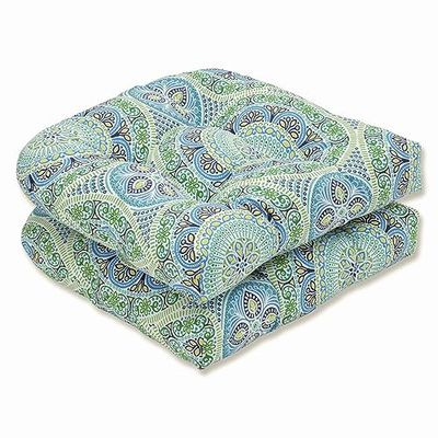 Pillow Perfect Lot de 2 Coussins de siège touffetés (Dossier Rond), Tissu, Bleu, 2 pièces