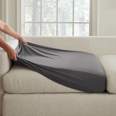 Surefit Hampstead – Housse de Coussin sectionnelle en Velours Extensible, Grande Housse de Coussin de canapé avec élastique en Bas pour Un Ajustement Parfait, Lavable en Machine, Housse de Coussin