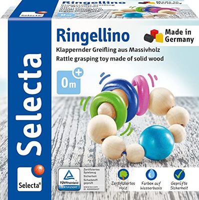 Selecta 61070 Ringellino-Sonajero de Madera (8,5 cm), Color carbón (Schmidt Spiele GmbH