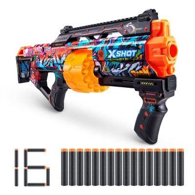 XSHOT Skins Last Stand, Graffiti, Foam Dart Blaster (16 freccette) Air Pocket Dart Technology, compatibile con le principali marche, giocattolo in schiuma per bambini, adolescenti, adulti, confezione