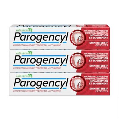 PAROGENCYL - Dentifrice Soin intensif Gencives - Arôme/Goût Menthe - Aide à réduire les saignements occasionnels des gencives (lot de 3x 75ml)