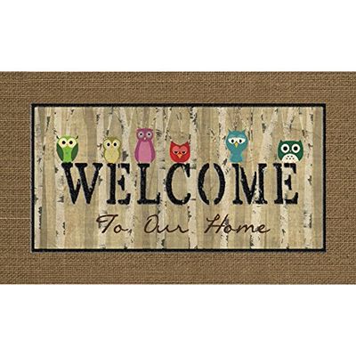 Apache Mills deurmat "Live Love Laugh Wildflowers" Welcome Uils. 18-Inch X 30-Inch Welkoms-uilen