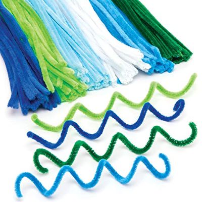 Baker Ross Fils Chenille aux Couleurs de l'océan (Lot de 120) - Assortiment de Coloris Bleu et Vert pour Les Loisirs créatifs des Enfants, différents coloris