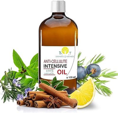 Fat Burning Oil Anti Cellulite Oil 100% Natural 3.51 Fl OZ with Powerful Essential Oils, Slimming Treatment, Massager, Liposuction, Cupping - Anti Stretch Mark, Sculpting Oil, Women and Men