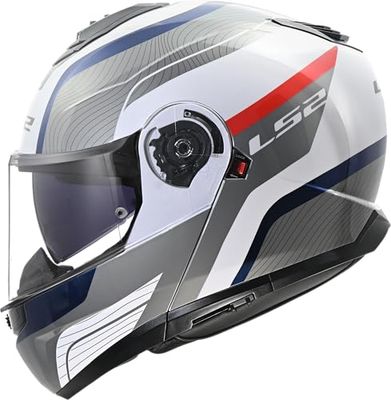 LS2 FF908 STROBE II Modular Flip Front Motorcycle Helmet. MONZA WHITE BLUE RED (M) 57-58 cm