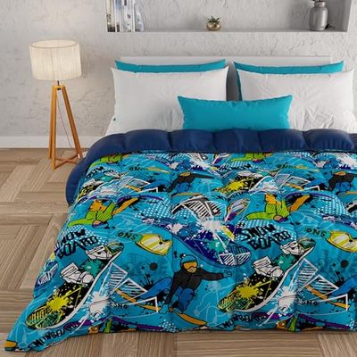 PETTI Artigiani Italiani - Couette d'hiver, Couette d'hiver et Couette Double Face, Couleur Unie et Impression numérique, 100% Microfibre hypoallergénique, fabriquée en Italie