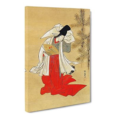 Courtesan Dancer By Isoda Koryusai Asian Japanese Canvas Wall Art Print Ready to Hang, Framed Picture for Living Room Bedroom Home Office Décor, 20x14 Inch (50x35 cm)