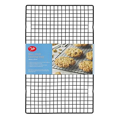 Bandeja alargada para refrigeração de bolos, de Chef Aid, prateada, preto, 40 x 25 cm