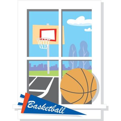 Thedecofactory Stickers Trompe l '?Il Ventana Terrain Baloncesto RoomMates Reutilizables (102 x 69 cm) – monbeausticker – niño – Estilo: niños