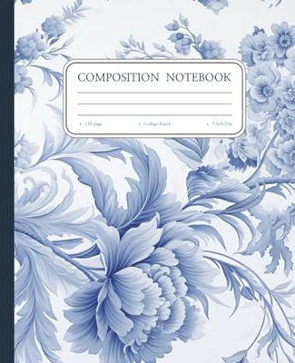 Composition Notebook : Toile de Jouy Vintage French Paris Floral Composition Journal : College Ruled Lined 110 Pages