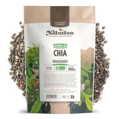 Graines de Chia Bio 500 g - Source de protéines - fibres - OMEGA 3