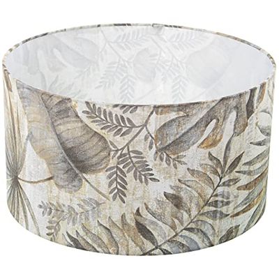 DRW Cilindrische lampenkap van polyester, bedrukt, met bladeren, 45 x 25 cm